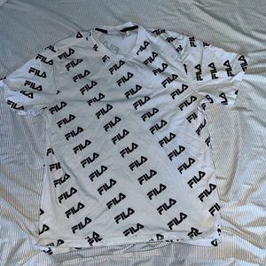White Fila Logo T Shirt - Medium